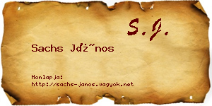 Sachs János névjegykártya